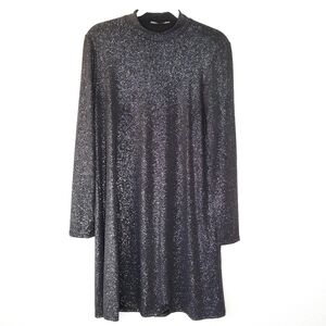 Vintage Tiana B. Black Sparkling Mock Neck Dress